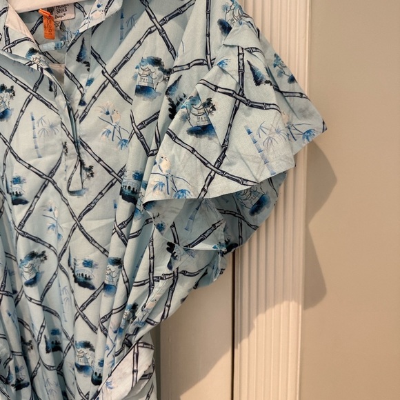 Holly Shae ⭐️Chinoiserie Blue Patterned Dress with Belt Size XXL - Picture 3 of 11